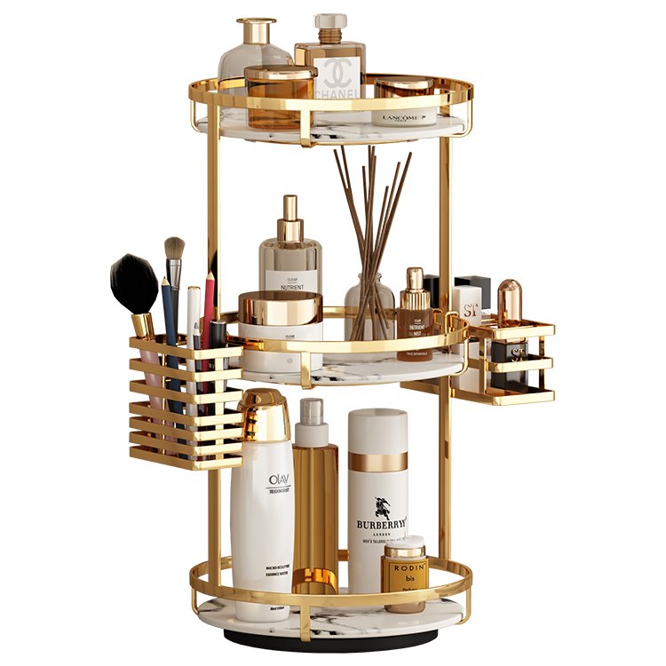 metal gold rotating makeup organizer cosmetic shelf accessories luxury