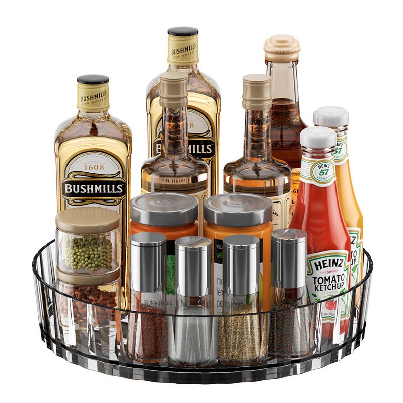 Transparent Kitchen Countertop Storage Cosmetic Makeup Organizers for Pantry Rotating Kitchen Seasoning Spice Tray