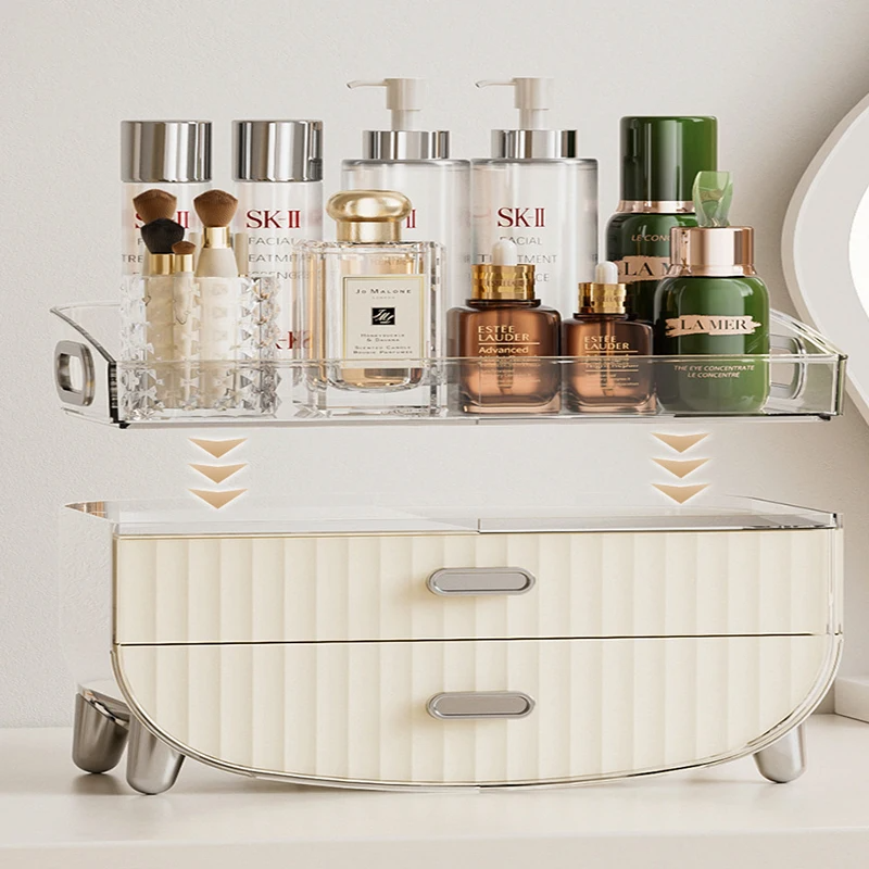 Clear Acrylic Drawer Luxury Storage Box for Cosmetics Makeup Lipstick Jewelry Skin Care Dresser Organizer Rack Shelf Holder