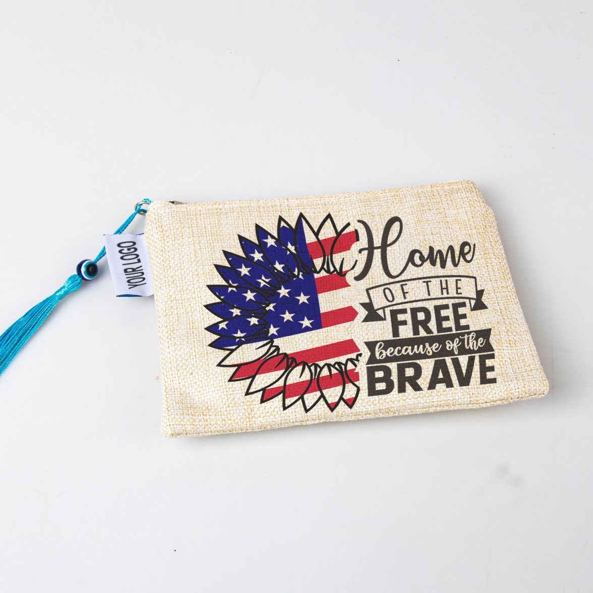 New Arrival fashion Design USA flag plain makeup bag with zipper For travel Souvenir gift bag cosmetics brush organizer