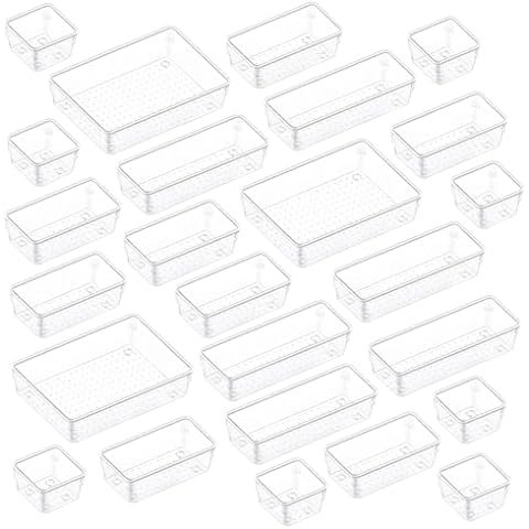 makeup organizer storage box Dividers Versatile Storage Bins Bathroom Drawer Organizers Makeup Trays for Dresser, Kitchen,Office