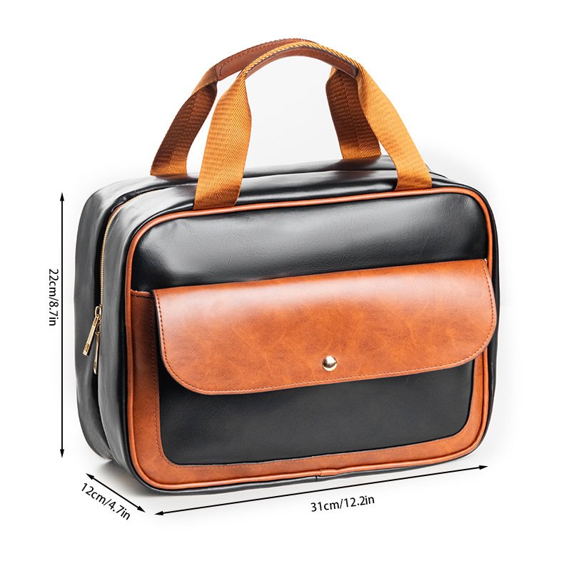 Travel Bathroom Storage Bag Large Cosmetic Travel Bags Waterproof PU Leather Makeup Bag Organizer