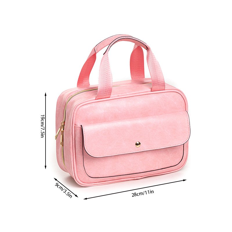Travel Bathroom Storage Bag Large Cosmetic Travel Bags Waterproof PU Leather Makeup Bag Organizer