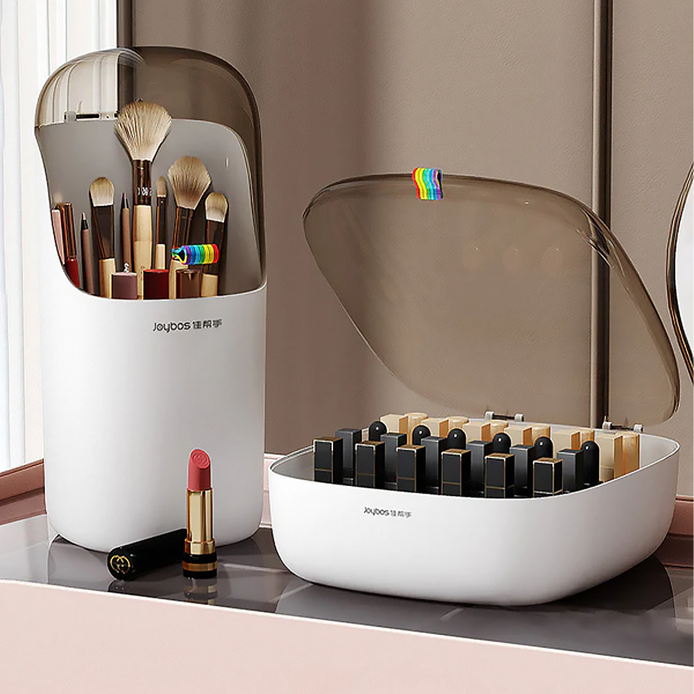 JOYBOS Makeup Brush Holder Organizer Large Capacity plastic rotating lipstick cosmetic storage holder organizer