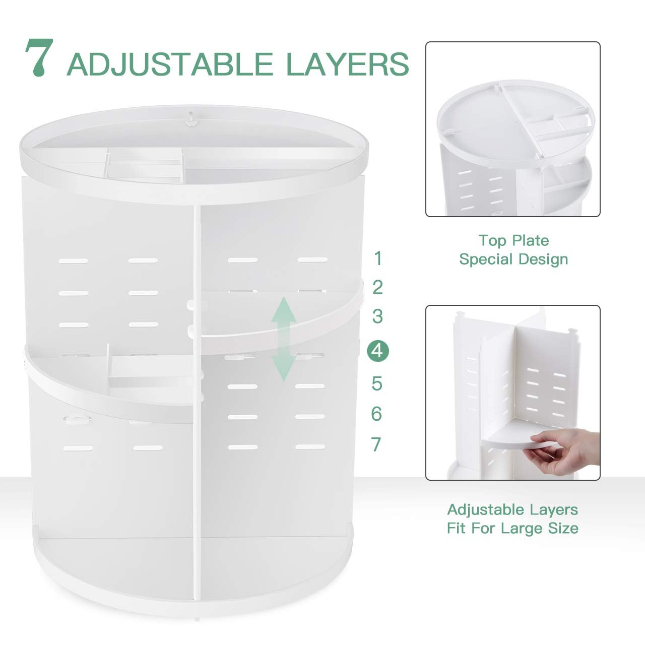 Latest Products 2022 Large Capacity Make up Caddy Shelf Countertop Organizer White Plastic Foldable Cosmetic Storage Display Box