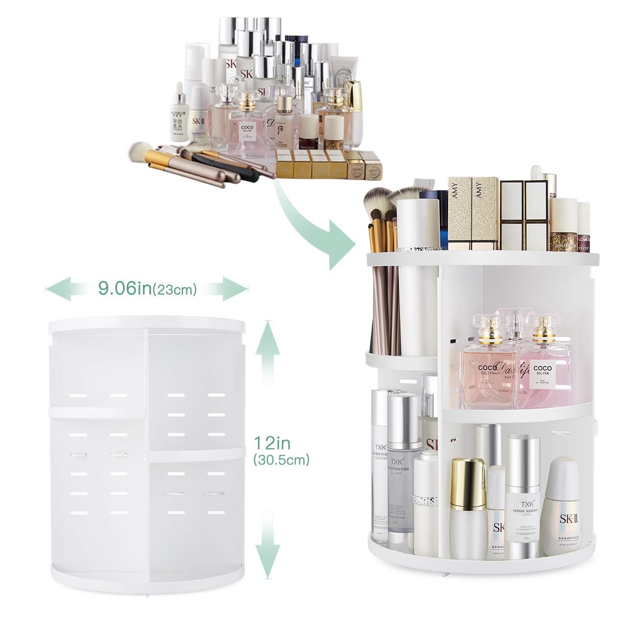 Latest Products 2022 Large Capacity Make up Caddy Shelf Countertop Organizer White Plastic Foldable Cosmetic Storage Display Box