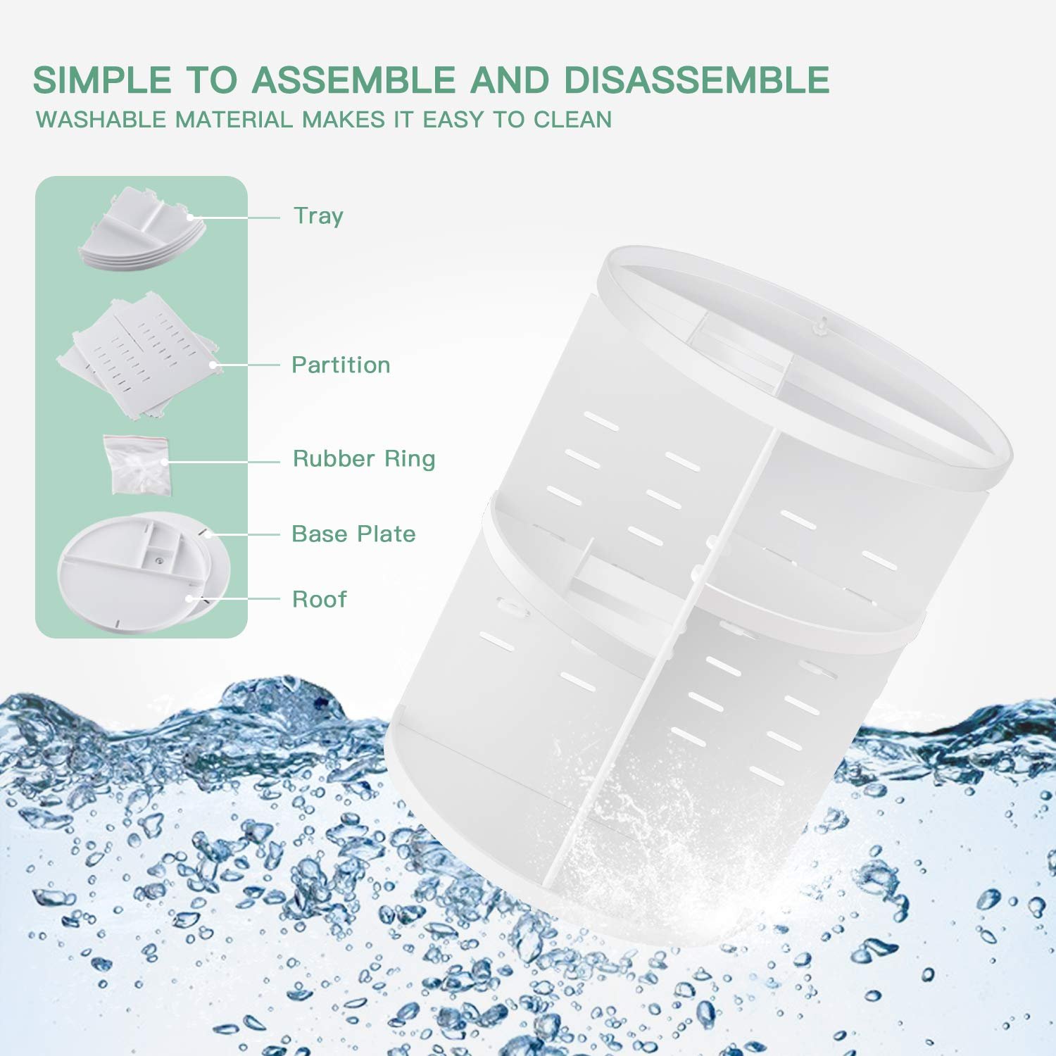 Latest Products 2022 Large Capacity Make up Caddy Shelf Countertop Organizer White Plastic Foldable Cosmetic Storage Display Box