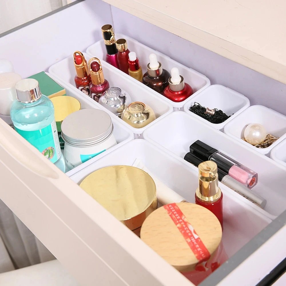 Drawer Organizers Divider Storage Bins Caddy Tray Drawer Desktop Containers Dividers Separators Desk Organizers Set W24-581