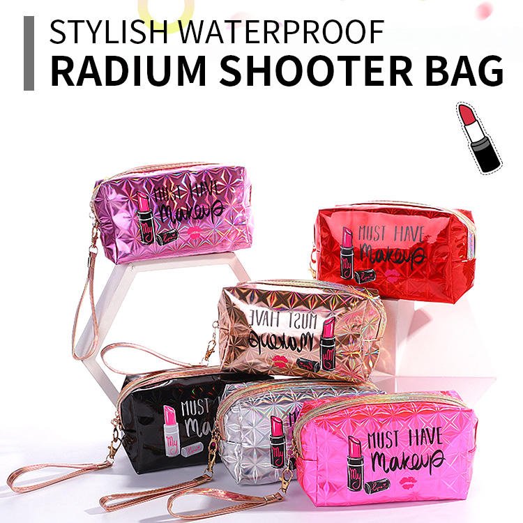 2022 custom logo bulk quilted small mini Holographic men makeup and storage cosmetic bags organizer or pouches case