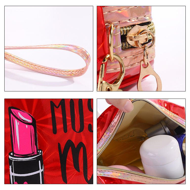 2022 custom logo bulk quilted small mini Holographic men makeup and storage cosmetic bags organizer or pouches case