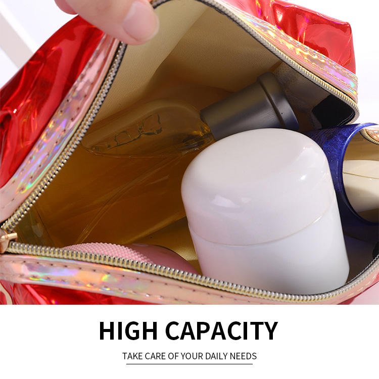 2022 custom logo bulk quilted small mini Holographic men makeup and storage cosmetic bags organizer or pouches case