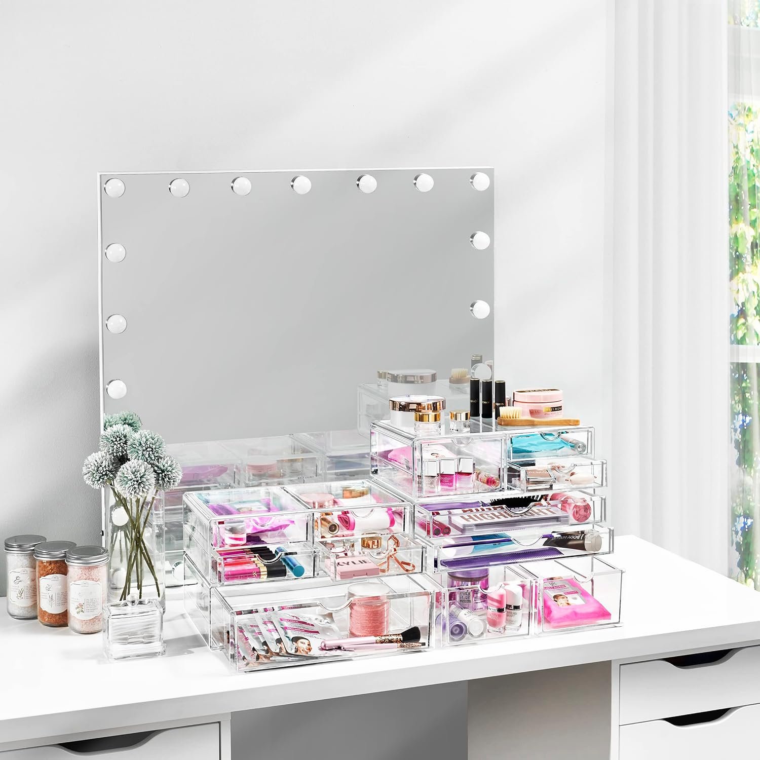Makeup Organizer 6 Drawer Transparent Acrylic Lipstick Storage Box Organizer Cosmetic Display Cases for Lipstick, Brushes