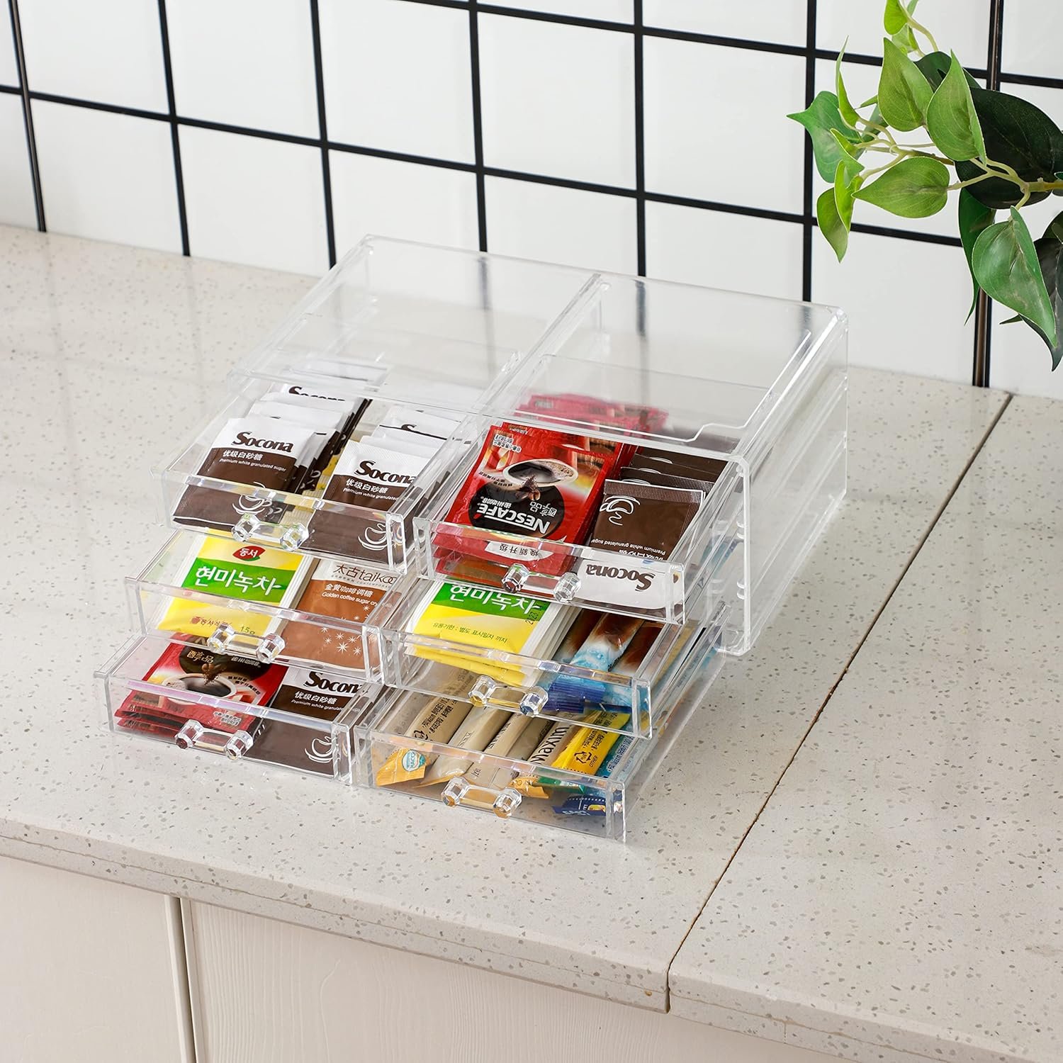 Makeup Organizer 6 Drawer Transparent Acrylic Lipstick Storage Box Organizer Cosmetic Display Cases for Lipstick, Brushes