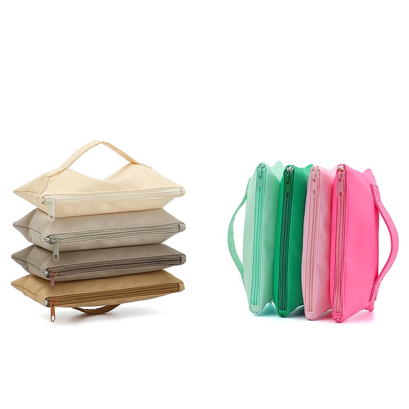 Personalized Expandable Make Up Organizers Nylon Clutch 6 Compartment Toiletries Bag Women Cosmetic Bag