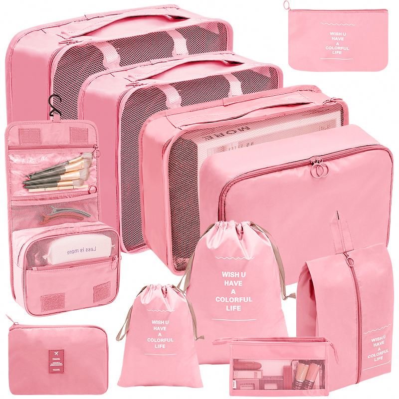 11pcs Cheap Duffle Multi-function Pouch Packing Cube Storage Makeup Bag Waterproof Lightweight Travel Luggage Organizer Set