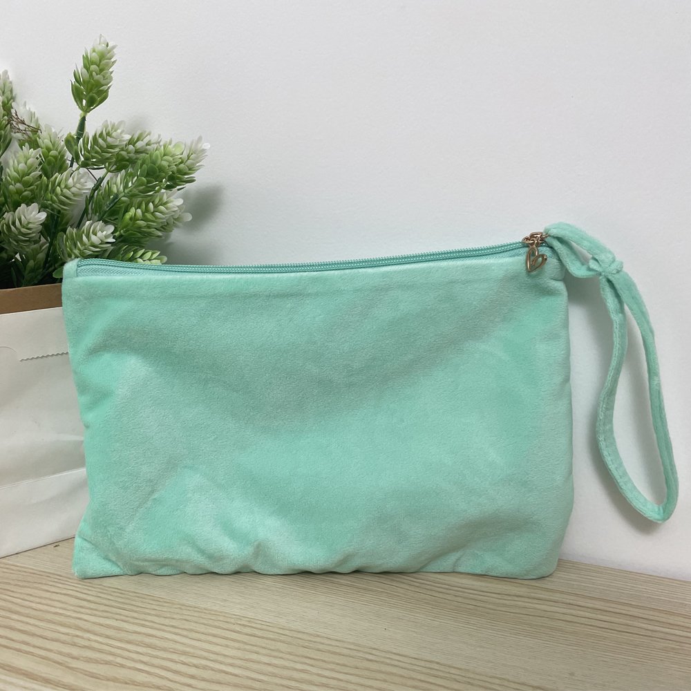 Custom Logo Square Velvet Makeup Bag Brush Packing Beautiful Beauty Bag Cosmetic Make Up Bag with Zipper