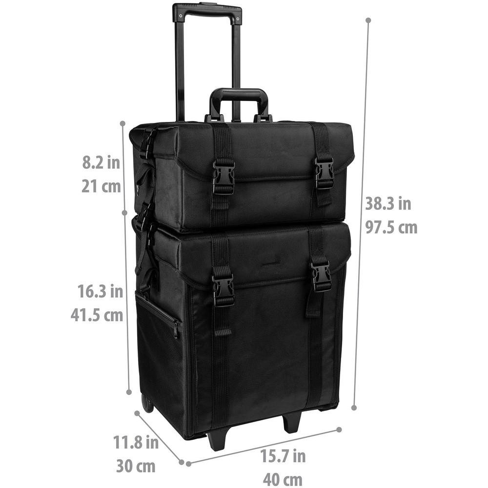 Low MOQ Makeup Bags Nylon Large Capacity Makeup Rolling Trolley Cosmetic Case with Free Set of Mesh Bag Designer Makeup Organize