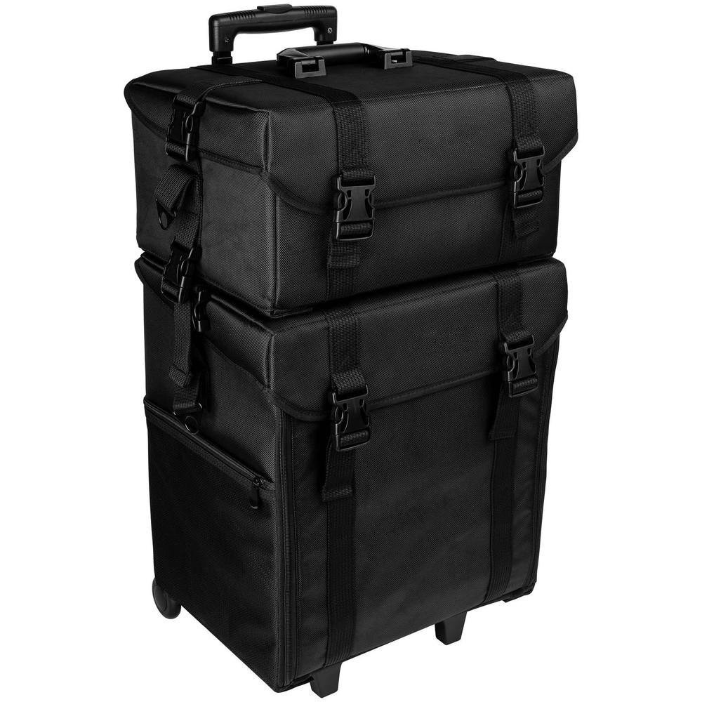 Low MOQ Makeup Bags Nylon Large Capacity Makeup Rolling Trolley Cosmetic Case with Free Set of Mesh Bag Designer Makeup Organize