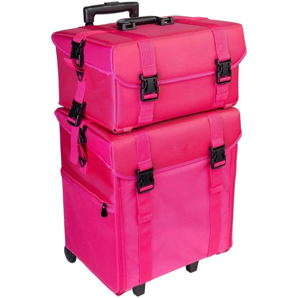 Low MOQ Makeup Bags Nylon Large Capacity Makeup Rolling Trolley Cosmetic Case with Free Set of Mesh Bag Designer Makeup Organize