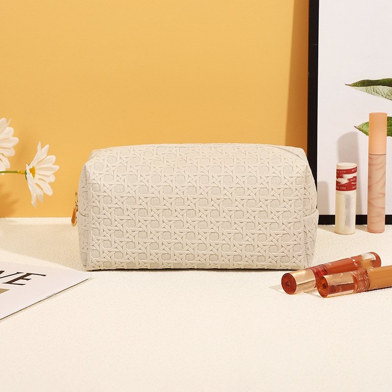 Women's Large Luxury PU Leather Travel Cosmetic Pouch Zipper Custom Logo Waterproof Portable Makeup Toiletries Bag Brush Wash