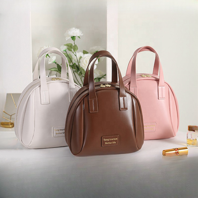 New Design PU Leather Makeup Bag waterproof large travel cosmetic bag zipper
