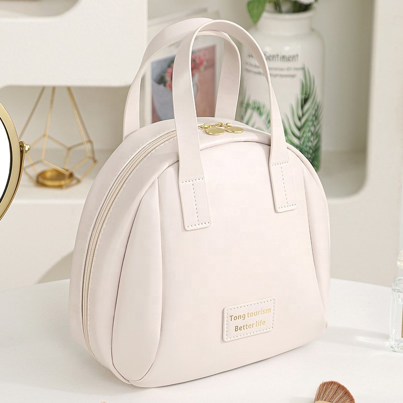 New Design PU Leather Makeup Bag waterproof large travel cosmetic bag zipper
