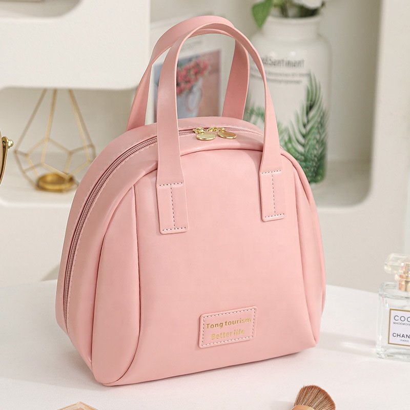 New Design PU Leather Makeup Bag waterproof large travel cosmetic bag zipper