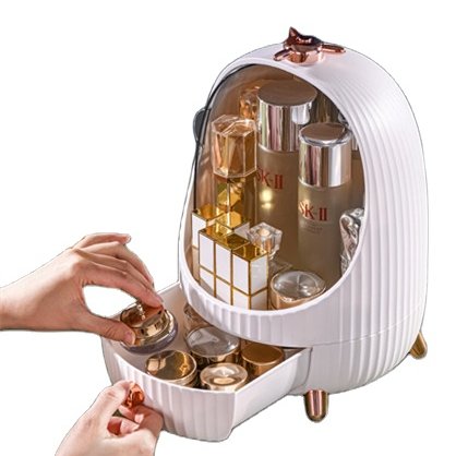 Household Dustproof Makeup Organizer Cosmetics Storage Box Skin Care Jewelry Storage Box with Led Light