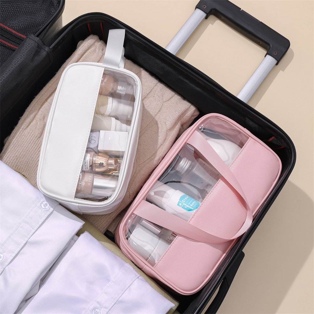 High capacity custom travel handbags waterproof pu stitching storage transparent pvc tote bag