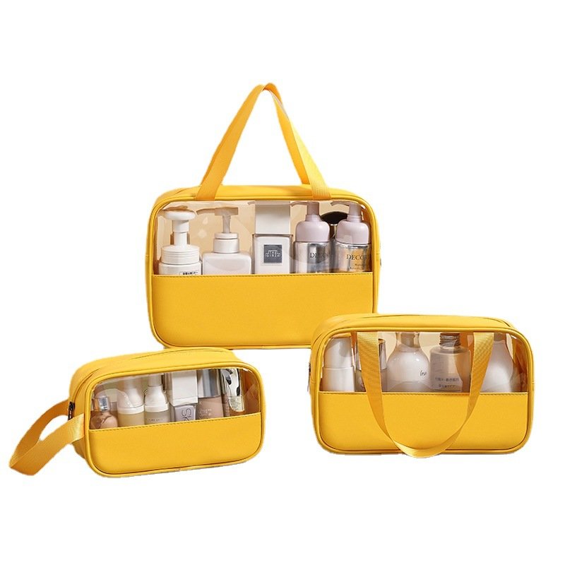High capacity custom travel handbags waterproof pu stitching storage transparent pvc tote bag