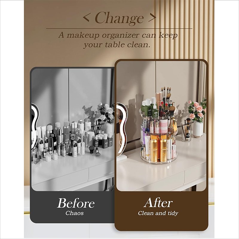 Wholesale Hot Sale 360 Degrees Rotating Large Cosmetic Storage Box Adjustable Makeup Organizer Multi-function Cosmetic Container