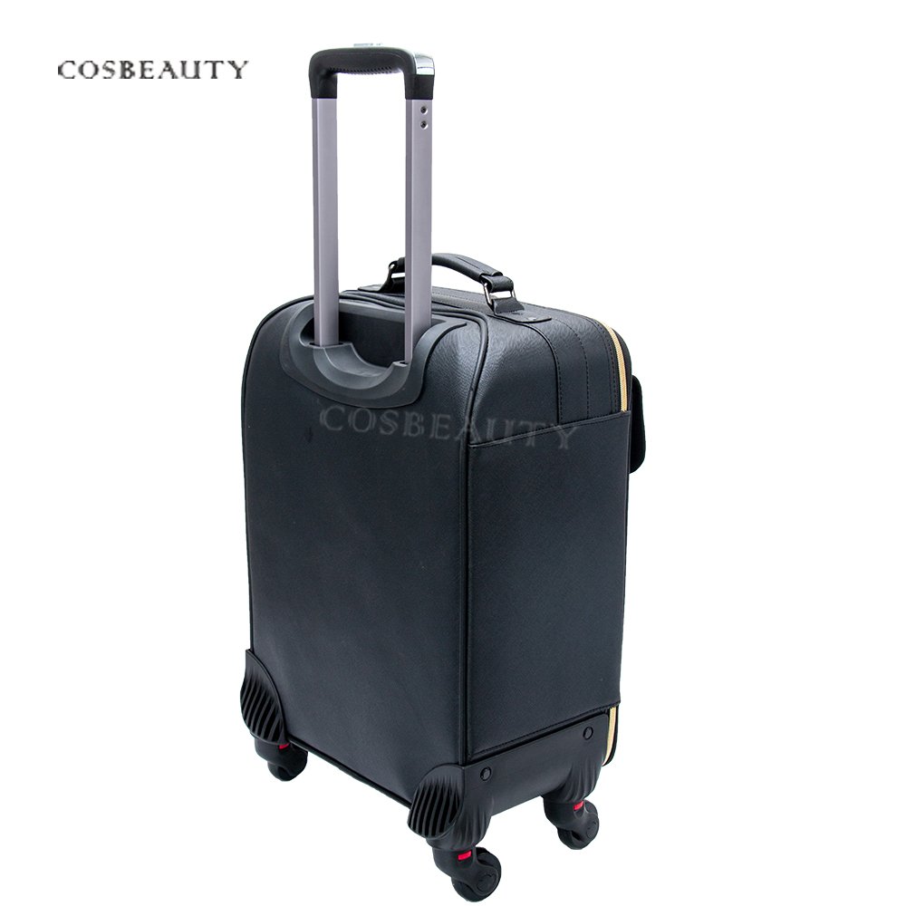BSCI members Latest High quality PU leather Beauty Train Case Professional Makeup Artist Trolley Rolling Case Organize Bag