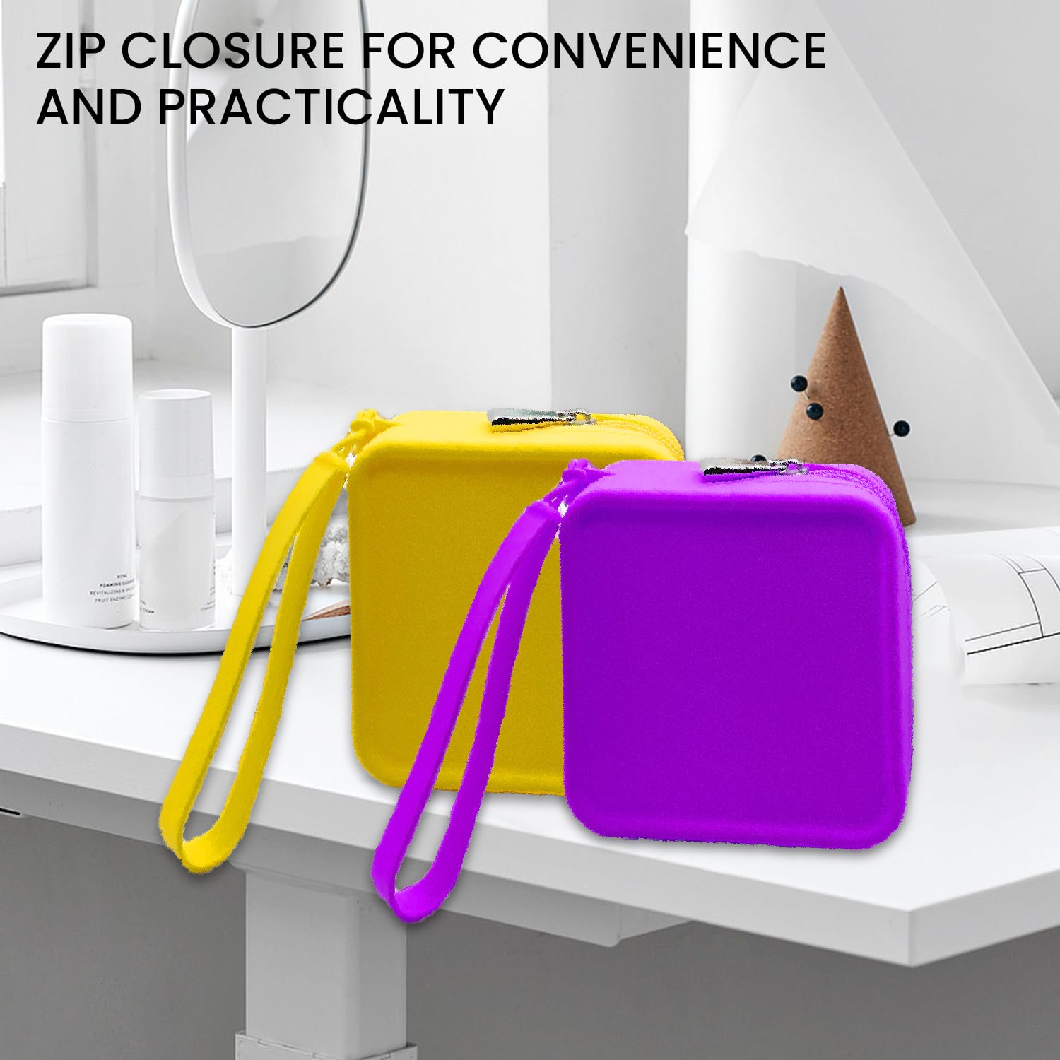 Silicone Makeup Bag, Premium Travel Toiletry Bag for Women, Easy Carry Cosmetic Bag for Makeup, Beauty Tools, and Brushes