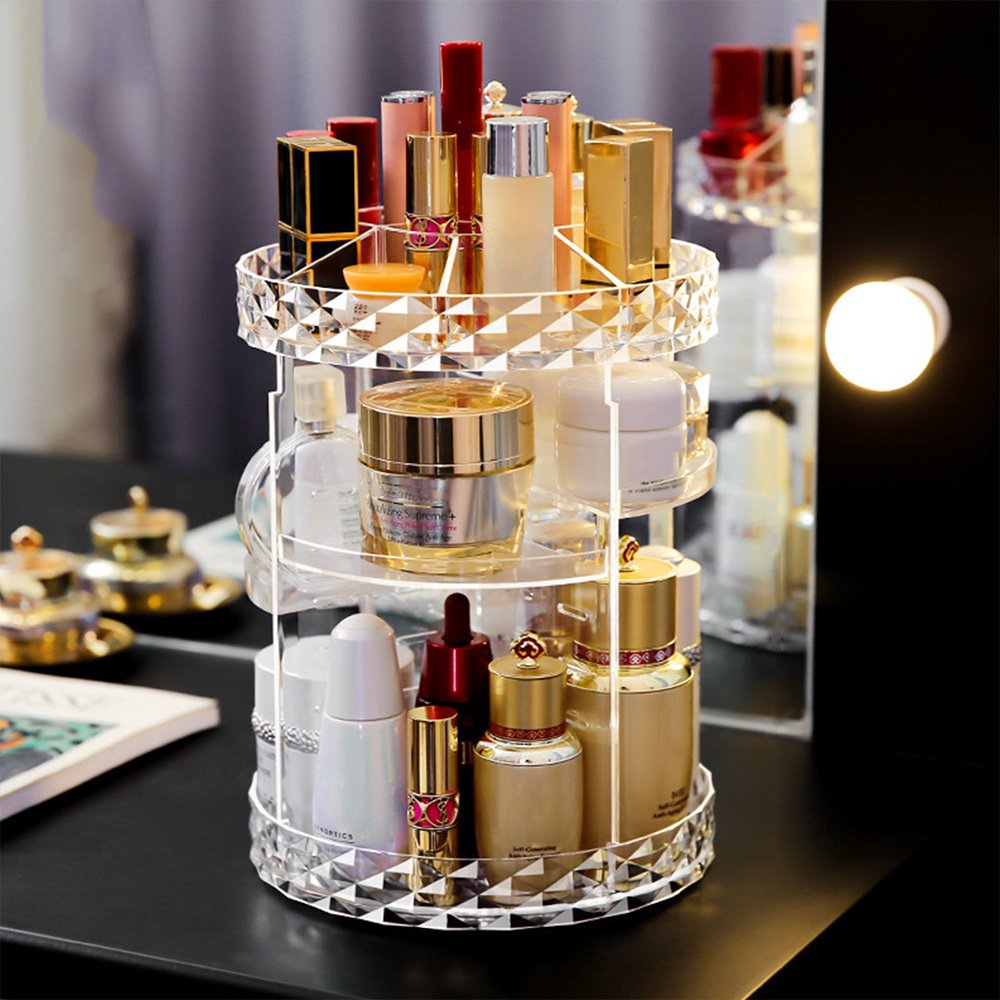 Large Capacity Desktop Cosmetic Storage Case Makeup Storage Rack Rotating Makeup Organizer Cosmetic Storage Holders For Display