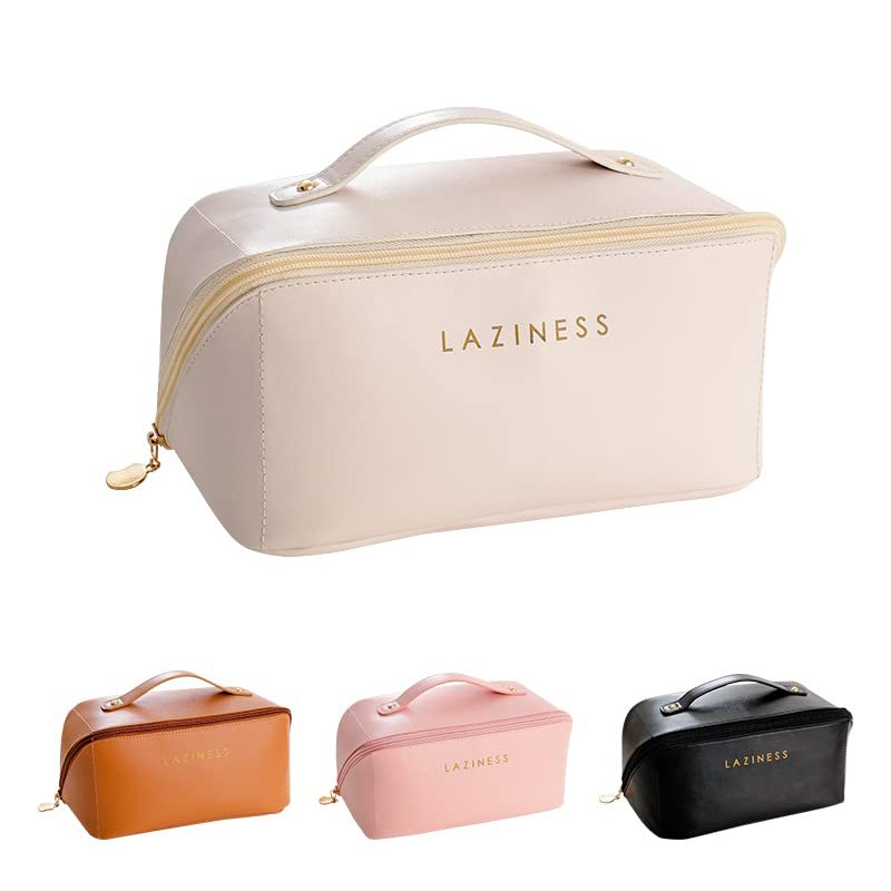 Travel Makeup Bag Large Capacity Travel Cosmetic Bag Pu Leather Makeup Bag with Handle