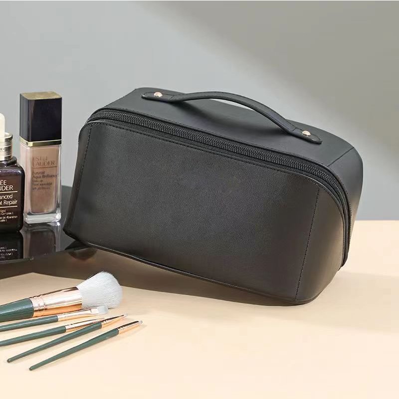 Travel Makeup Bag Large Capacity Travel Cosmetic Bag Pu Leather Makeup Bag with Handle