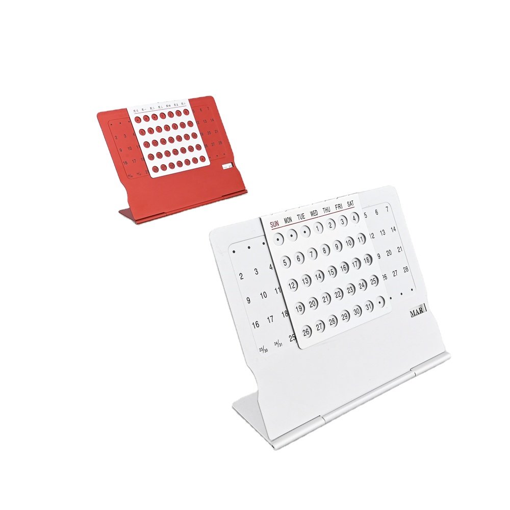 Promotional Metal Folding Perpetual Table Calendar Aluminum Permanent Calendar For Gift