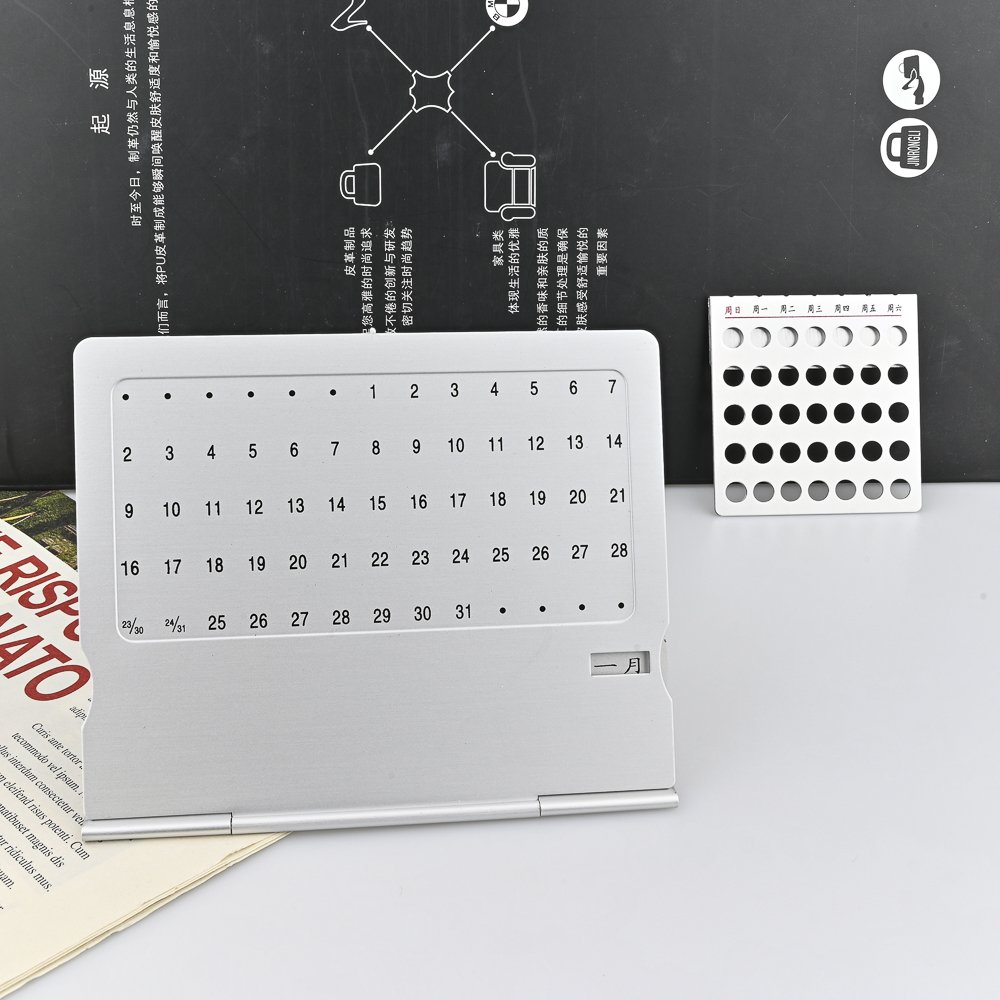 Promotional Metal Folding Perpetual Table Calendar Aluminum Permanent Calendar For Gift