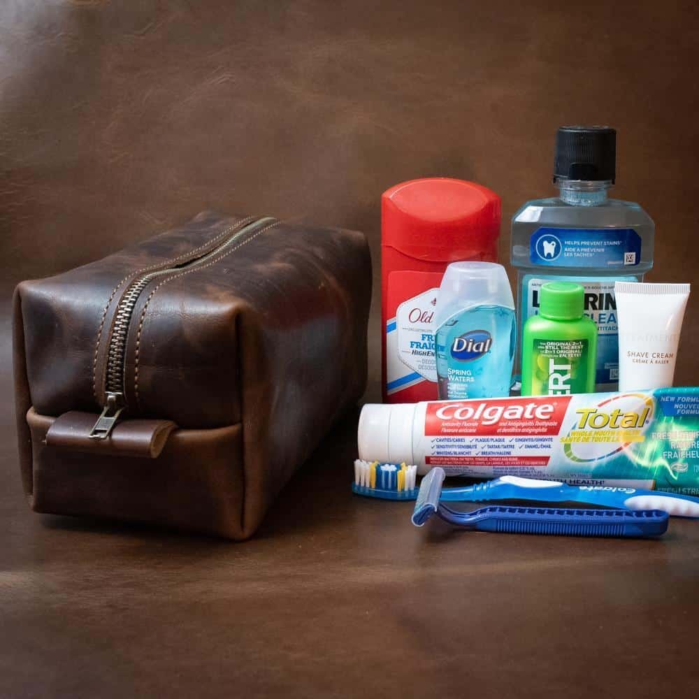 Hot Sale Dopp Kit Makeup Bag Custom Logo Toiletry Travel Cosmetic Bags For Men High Quality Leather Washable Bag