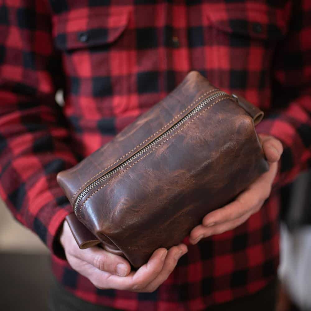 Hot Sale Dopp Kit Makeup Bag Custom Logo Toiletry Travel Cosmetic Bags For Men High Quality Leather Washable Bag
