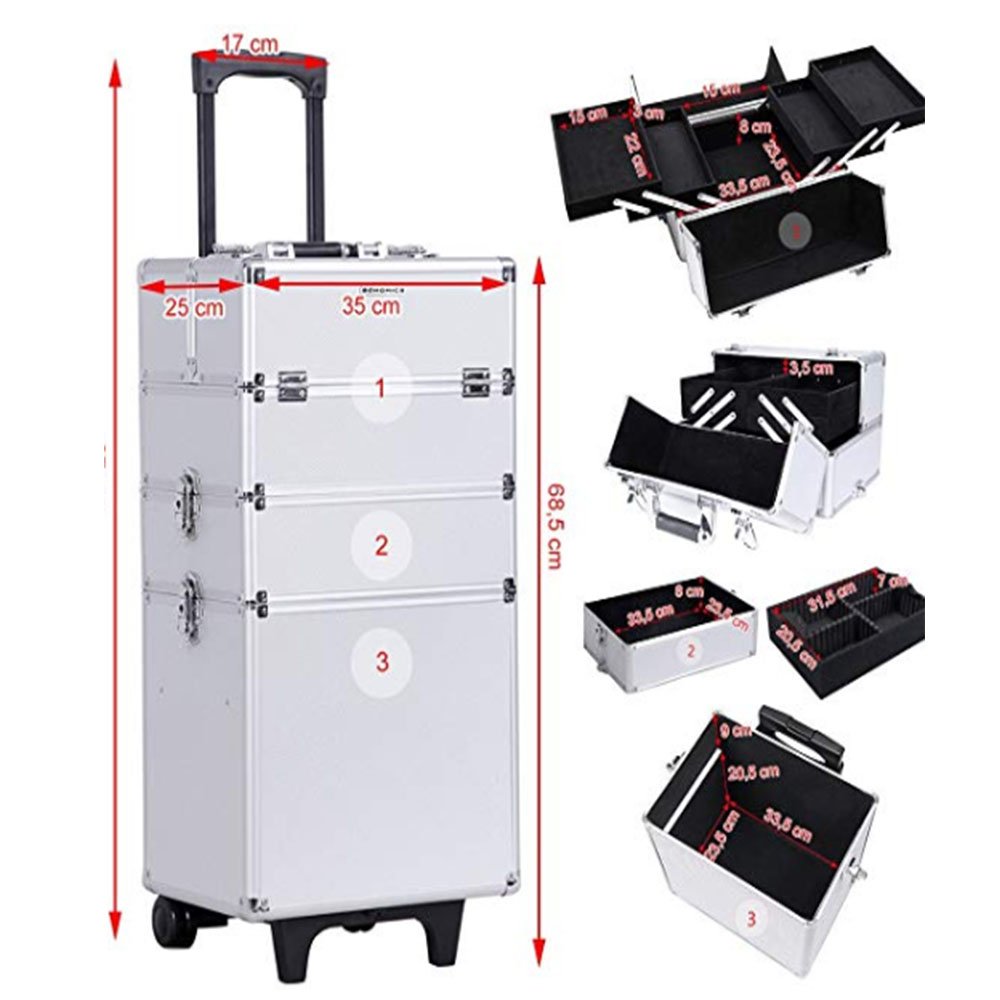 Professional 4 In 1 Beauty Travel Rolling Make Up Train Makeup Organizer Trolley Case Rolling Tool Box Makeup Travel Beauty Case