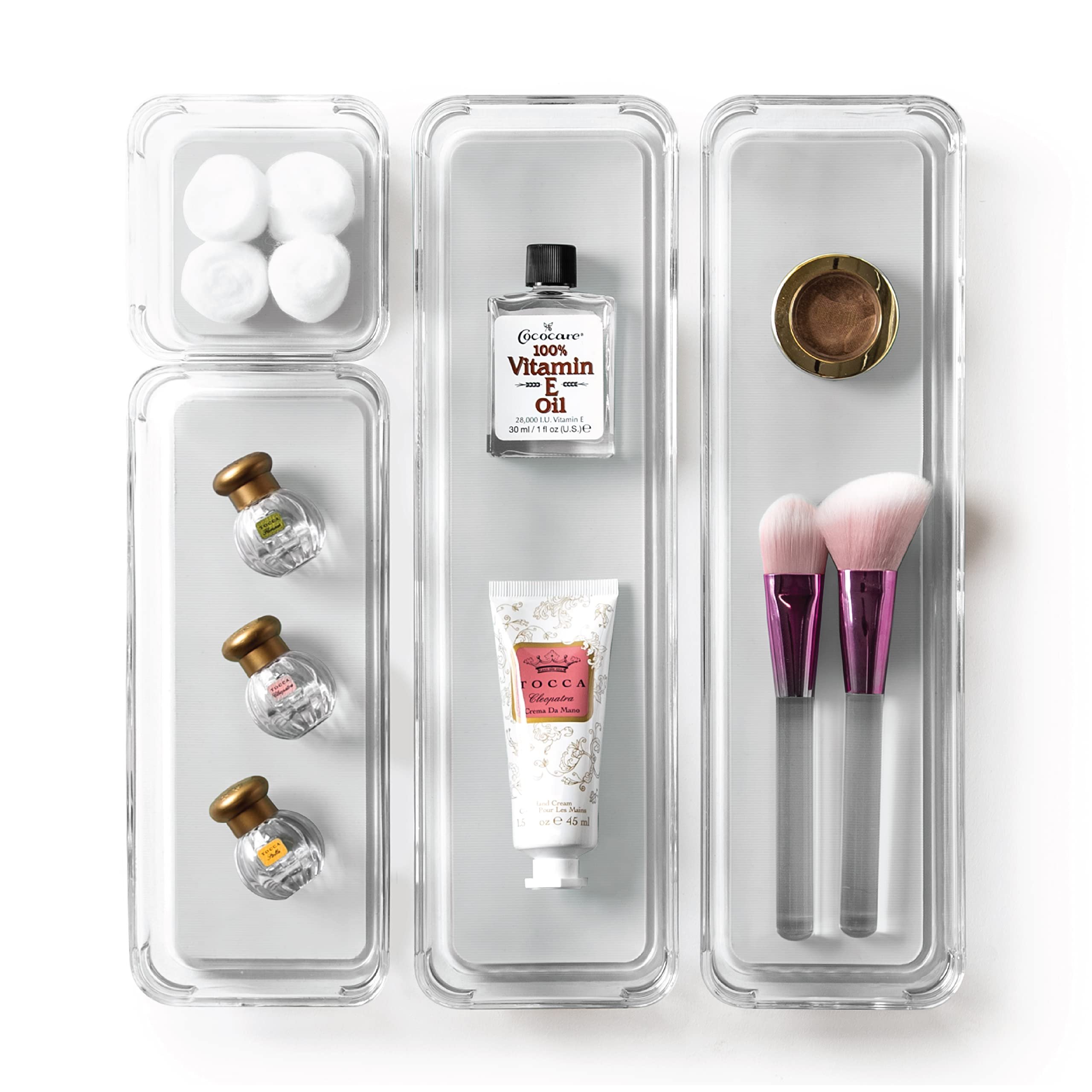 Clear Plastic acrylic Trays Storage Organizer Office Desk Makeup Organizer Bathroom Bedroom Kitchen Drawer Dividers Set