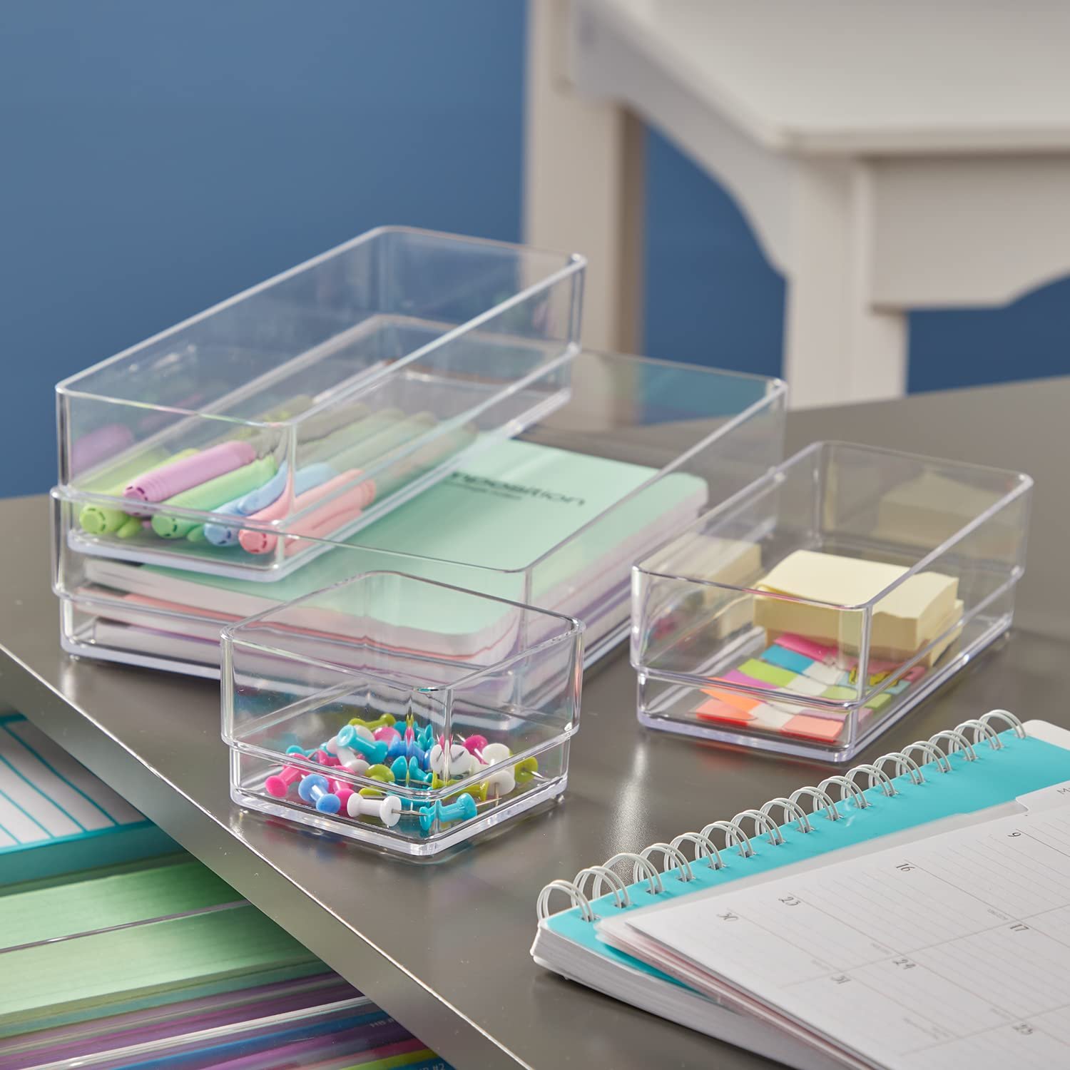 Clear Plastic acrylic Trays Storage Organizer Office Desk Makeup Organizer Bathroom Bedroom Kitchen Drawer Dividers Set