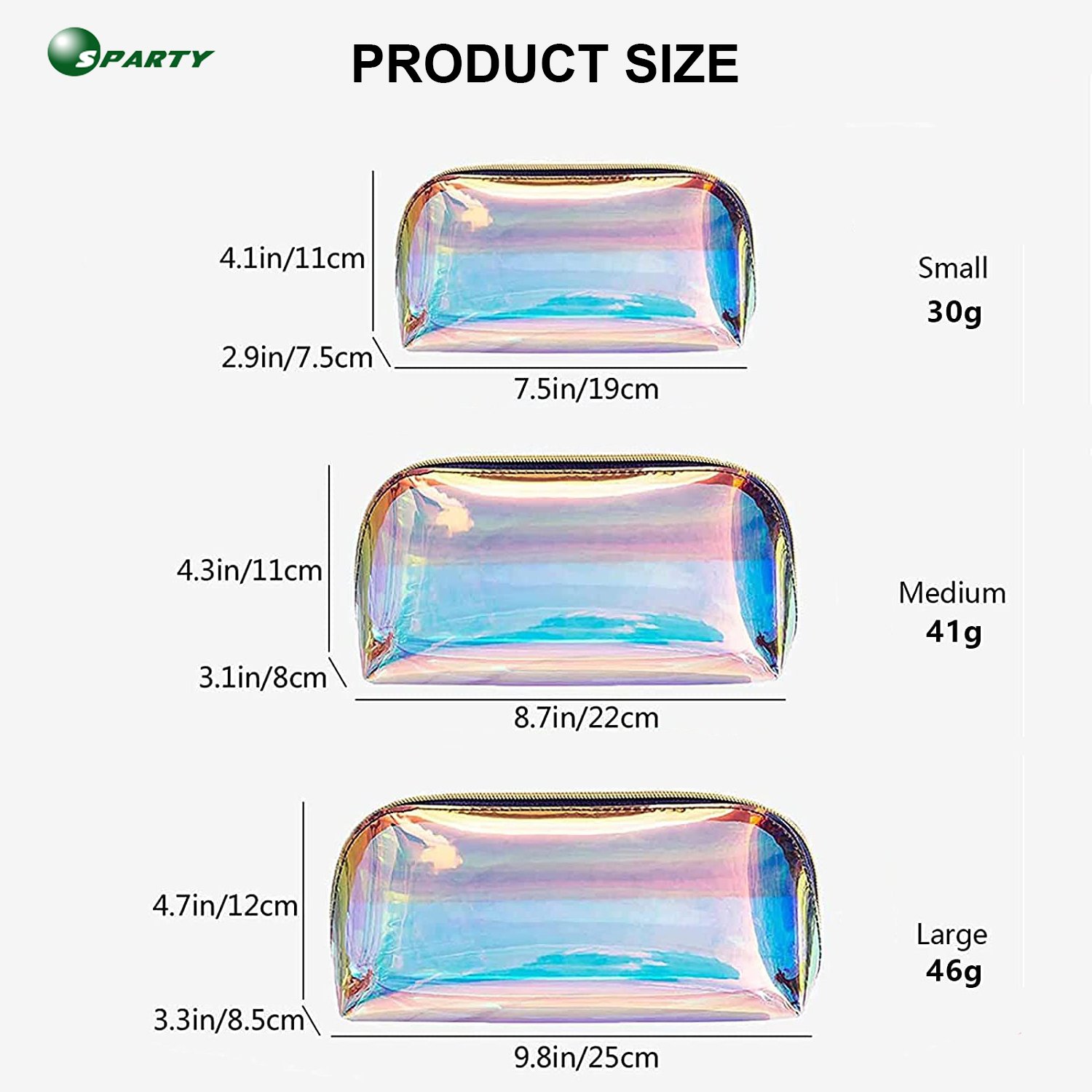 OEM Customized Logo Clear Waterproof TPU Women Fashion Travel Zipper Beauty Bags Holographic Laser Makeup Pouch Cosmetic Bag