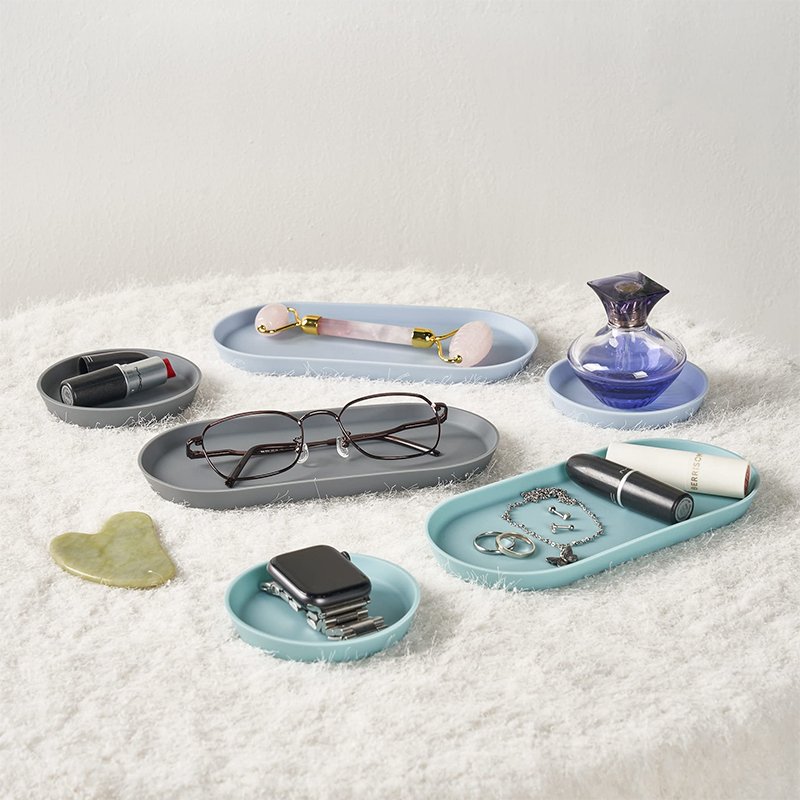 Mini Silicone Trays Multipurpose Kitchen Accessories Bathroom Vanity Organizer Decorative Tray Desk Organizer Makeup Organizers