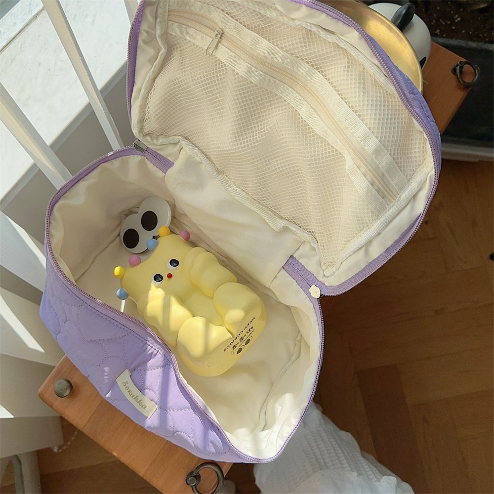 2024 Cotton Make up Bag New love cosmetic pouches travel custom travel quilted toiletry organizers fluffy makeup accessories