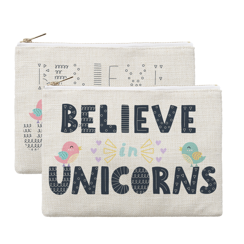 Hot Cotton and Linen Cosmetic Bag Metal Zipper Cosmetic Bag Heat Transfer Printing Cosmetic Bag Sublimation Textile Blanks