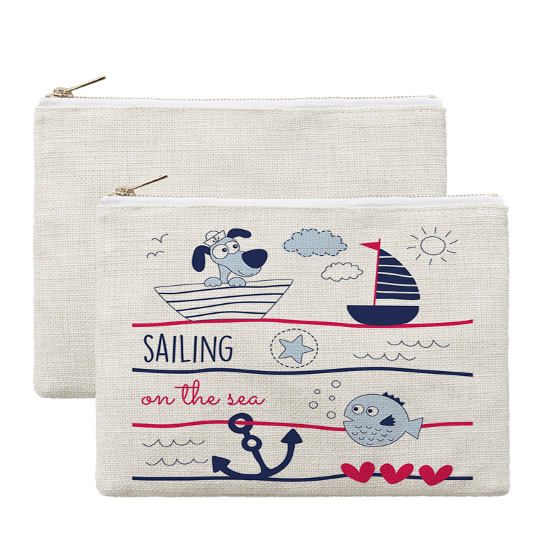Hot Cotton and Linen Cosmetic Bag Metal Zipper Cosmetic Bag Heat Transfer Printing Cosmetic Bag Sublimation Textile Blanks