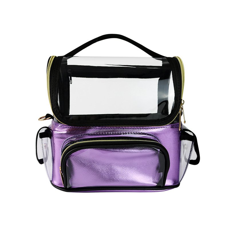 Custom Travel Transparent Waterproof Beach Zipper Cosmetic Wash Bag Pouch TSA Clear PVC Toiletry Bag With Handle