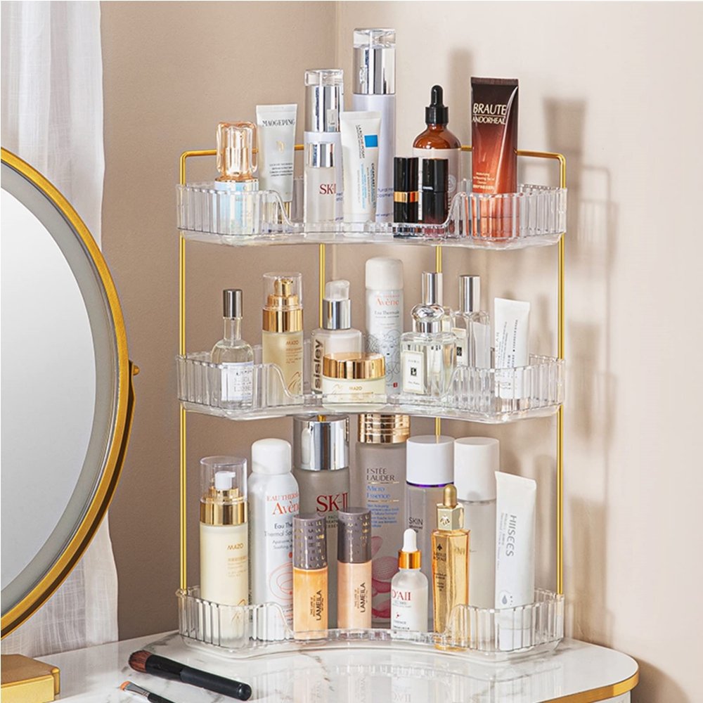 3-Tier Countertop Perfume Tray and Vanity Organizer Corner Storage Organizers for Bathroom